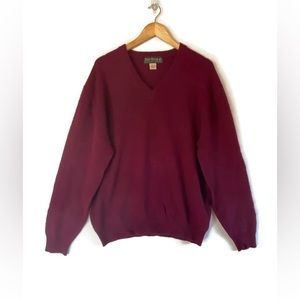 100% Cashmere Burgandy V Neck Sweater. Men's Size XXL